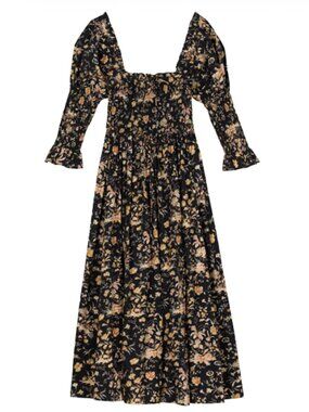 Doen Black Floral Long Sleeve Dress - Excellent Condition - Size XXL